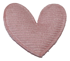 Applicatie hart met streepje en glittertje roze 50x50 mm, per stuk