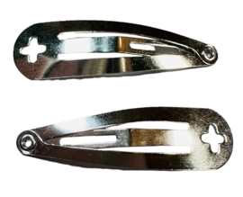Klik-klak haarspeldje zilverkleurig  4 cm met gaatje, per stuk