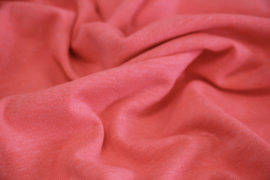 Neon koraal- roze tricot gemeleerd, per 25 cm