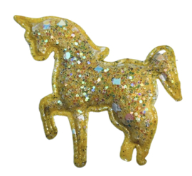 Unicorn applicatie glitter 60x55 mm geel