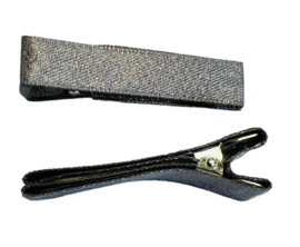 Alligator haarclipje 45x10 mm satijn zilver met zilveren glittertje, per stuk