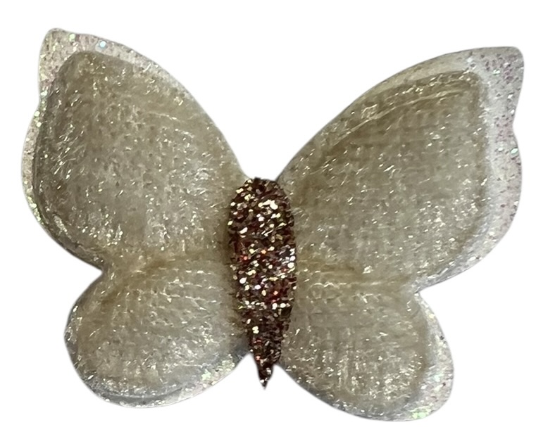 Vlinder velours beige 34x25 mm