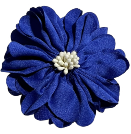 Stoffen bloem 5 cm kobalt