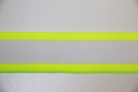 'Broek' streep: wit-neon geel +/-25mm, per 0,5 meter