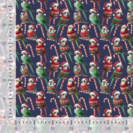 French Terry tricot brushed: Birds navy (Stenzo), per 25 cm