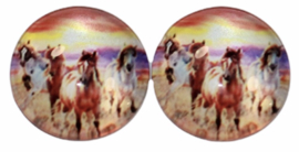 Glas flatback cabochon 12mm paarden, per 2 stuks