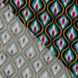 Viscose/katoen: Graphic Orange Blue, per 25 cm