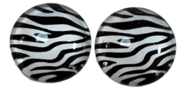 12 mm glascabochon zebra zwart/wit, per 2 stuks
