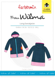 Farbenmix papier naaipatroon lang sweatvest  Wilma 34/36 - 50/52