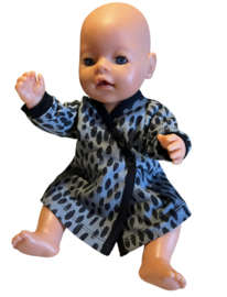Overslag jurkje oudblauw met zwarte stip babyborn pop 43 cm