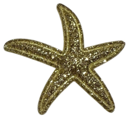 Zeester goud met glittertjes 40x35 mm