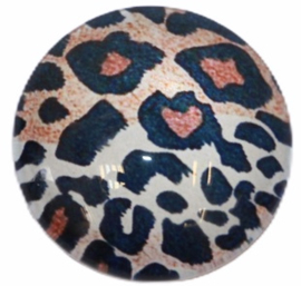 12 mm glascabochon panter beige/bruin/zwart per 2 stuks