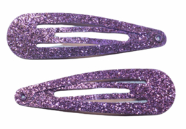 Klik klak haarspeldje glitter lila 5cm, per stuk