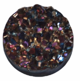 Flatback cabochon shiny brons/paars  12 mm, per stuk