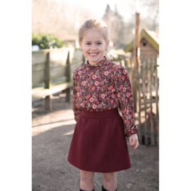 Tricot: flowers burgundy, per 25 cm