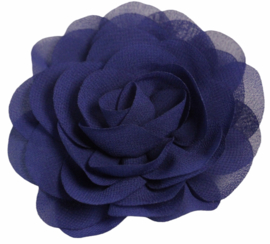 Stoffen bloem 8 cm kobaltblauw