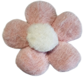 Bloem pluche zachtroze/wit 55 mm