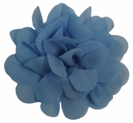 Stoffen bloem +/- 7 cm aquablauw