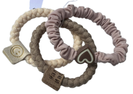 Setje van 3 haarelastiekjes beige +/-50 mm