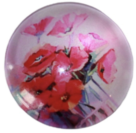 Glascabochon 20mm pink flowers
