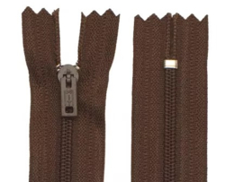 Nylon rits donkerbruin niet deelbaar 15 cm
