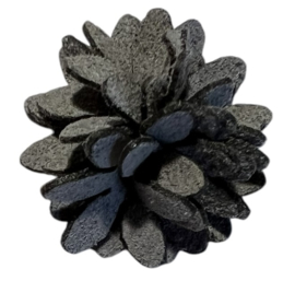 Imitatie leren bloemetje 25mm, antraciet