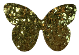 Applicatie vlinder glitter GOUD 50x35 mm, per stuk