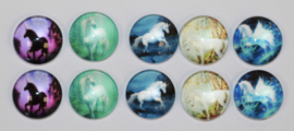 Setje (1) cabochons eenhoorns 10mm, 10 stuks