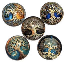 Glas cabochons 25mm: 5x bomen