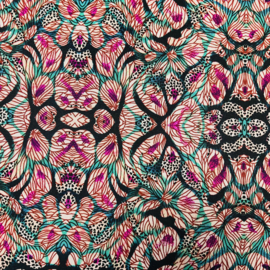 Viscose (geweven): flowers all over (Stenzo), per 25cm