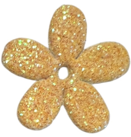 Glitter bloemetje geel 18mm