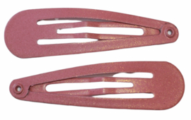 Klik klak haarspeldje roze subtiel glitter goud  5cm, per stuk