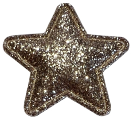 Applicatie glitter ster 32mm, licht goud