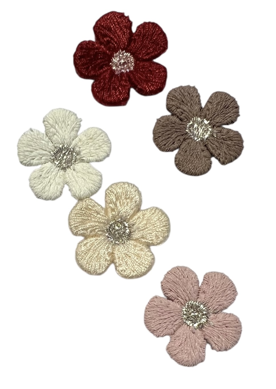 Geborduurd bloemetje bordeauxrood 20 mm