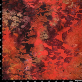 Tricot Tie-Dye Burn-out Elisa bordeauxrood/oranje, per 25 cm