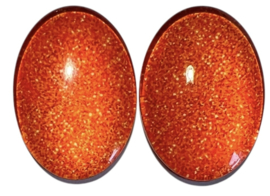Set van 2 glas cabochons spikkels oranje 18 x 25 mm