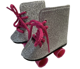 Rolschaatsjes zilver glitter voor babyborn