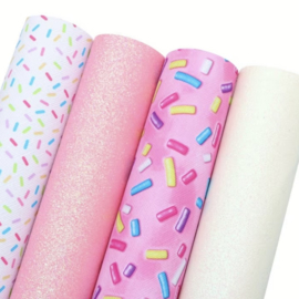 4x PU leer A4 lapjes; ijsjes set