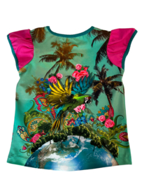 T-shirt met pofmouwtjes very tropical 134-146