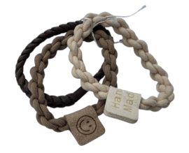 Setje van 3 haarelastiekjes beige/bruin/lichtbeige +/-50 mm