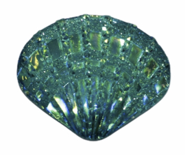 Flatback: aquablauw shiny schelpje 18 x 14 mm, per stuk