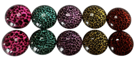 Glas cabochons 12 mm panter: 10 stuks