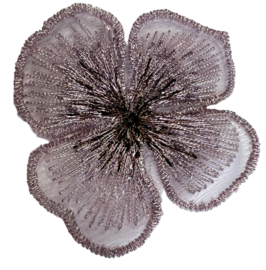 Bloem kant mauve 57x47 mm