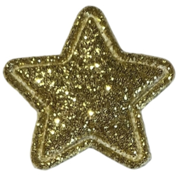 Applicatie glitter ster 25mm, goud