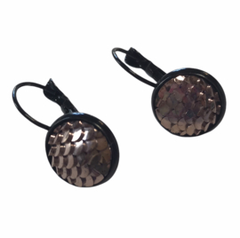 Flatback rondjes schubben rosé gold 12 mm, per paar