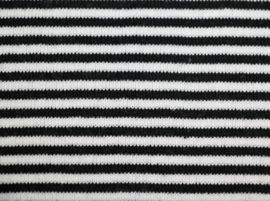 Zwart-witte streep boordstof. Rondgebreid 36cm. Per 25 cm