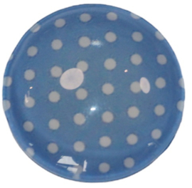 Glascabochon 20mm zachtblauw met wit stipje
