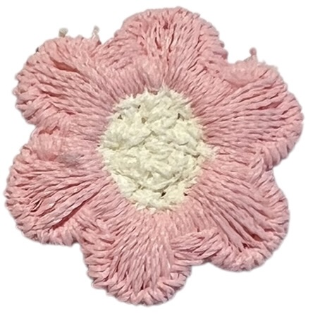 Bloemetje 18mm geborduurd lichtroze/crème