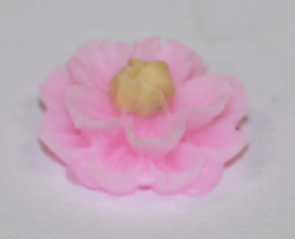 Flatback roze/geel bloemetje 13mm