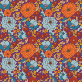 Katoen poplin: flowers purple (Qjutie), per 25 cm